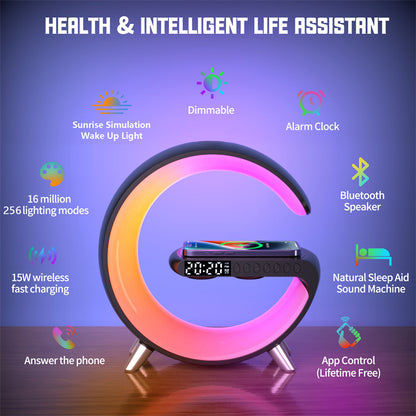New Intelligent  LED Lamp Bluetooth Speake Wireless Charger By Olisiva.